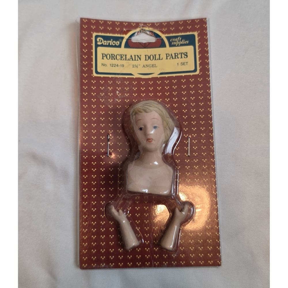 Vintage Darice Porcelain Doll Parts 2.5 Inch Angel Head and Hands Set 1224-19